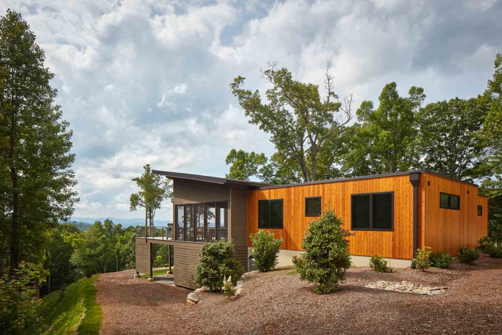 Award-winning custom home in Ashville North Carolina. Modern, minimalist, built onto a mountainside