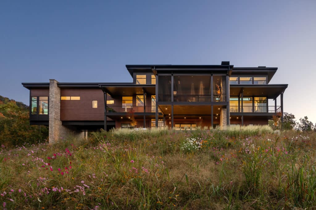 uxury home builder Greenville SC; modern mountain home; panoramic views; Blue Ridge Mountains.